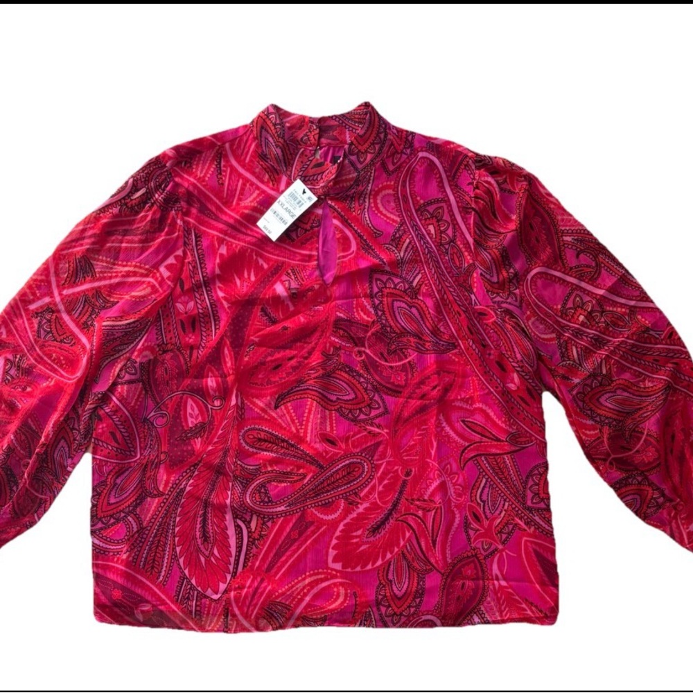 NWT Inc Internatinal Concepts Women’s Size XXL pink red blouse
